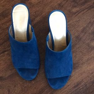 Blue Nine West mule slip on heels